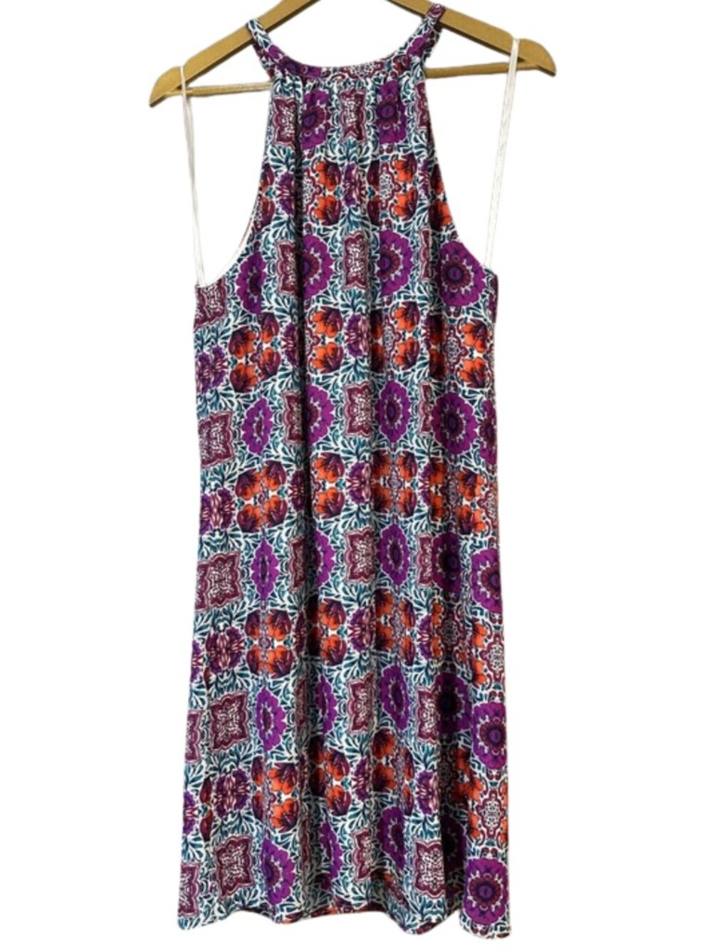 Cremieux Halter Dress 12 Boho Floral Medallion Print Sleeveless Summer Vacation